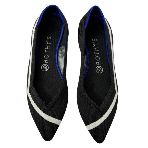 ROTHY’S The Point Flats Black White Stripe Retired Rare Size 8.5 - Picture 3 of 11